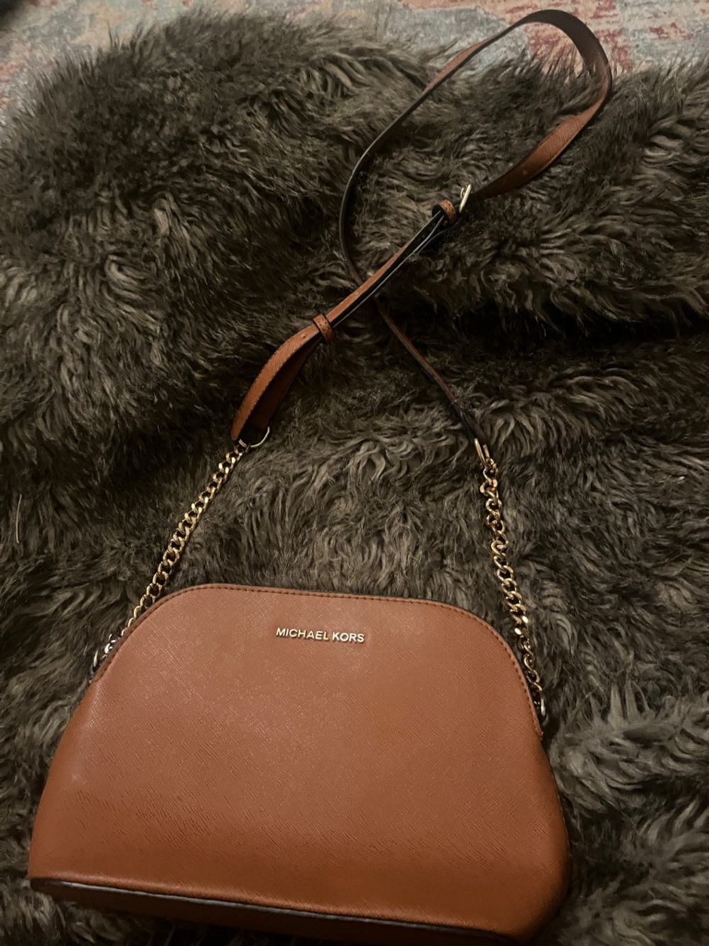 Michael Kors Cognac  Crossbody with Gold Chain
